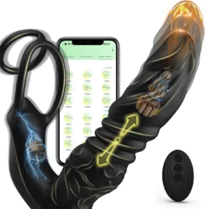 vibrating anal dildo with dual silicone cock rings